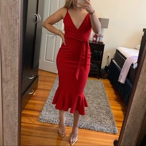 PLT red midi dress